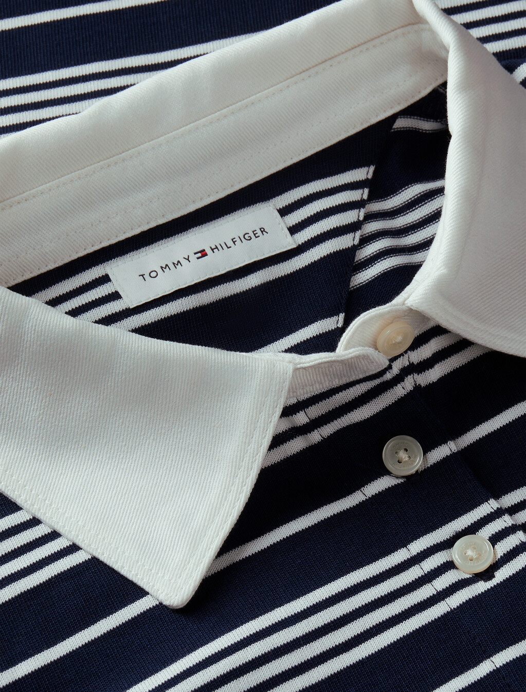 Rugby Stripe Relaxed Polo Sweatshirt, Broken Stripe Dark Blue / Ecru, hi-res