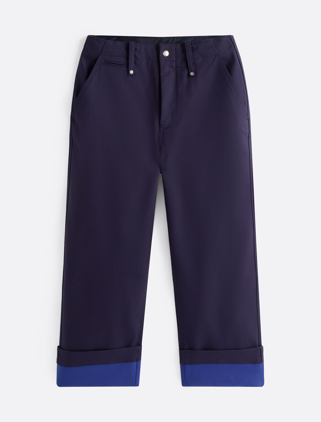 The Runway 系列超寬鬆翻邊斜紋九分褲, Carbon Navy, hi-res