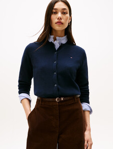Cashmere Round Neck Cardigan, Desert Sky, hi-res