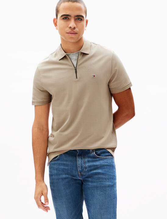 絲光珠地棉拉鍊 Polo 衫