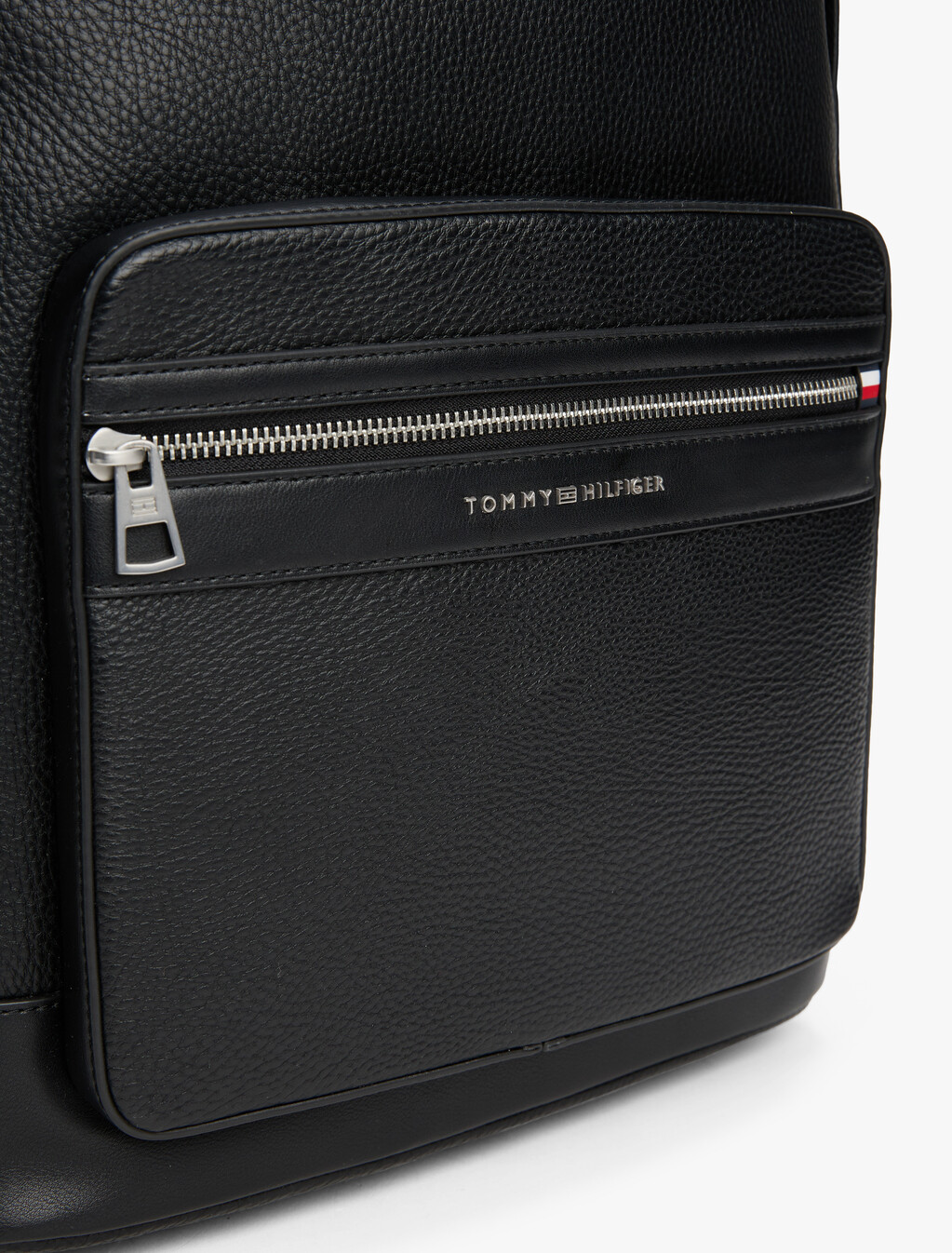 Pebble Grain Metal Logo Backpack, Black, hi-res