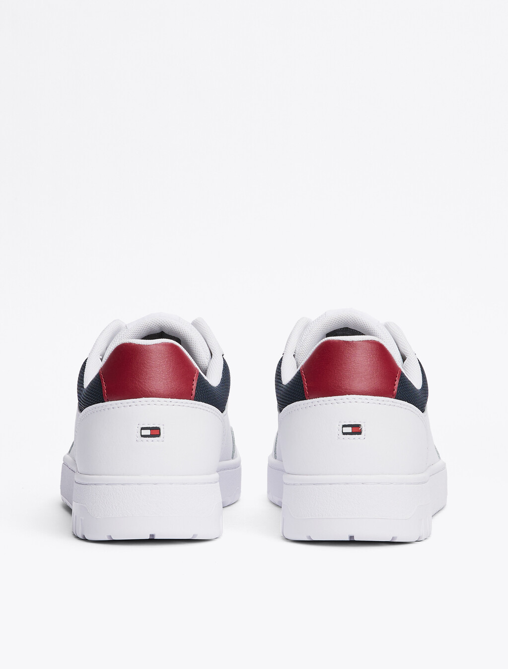 Mixed Texture Basketball Trainers, White, hi-res
