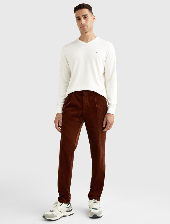 Cotton Cashmere V-Neck Jumper, Ivory Cotton Cashmere V-Neck Jumper