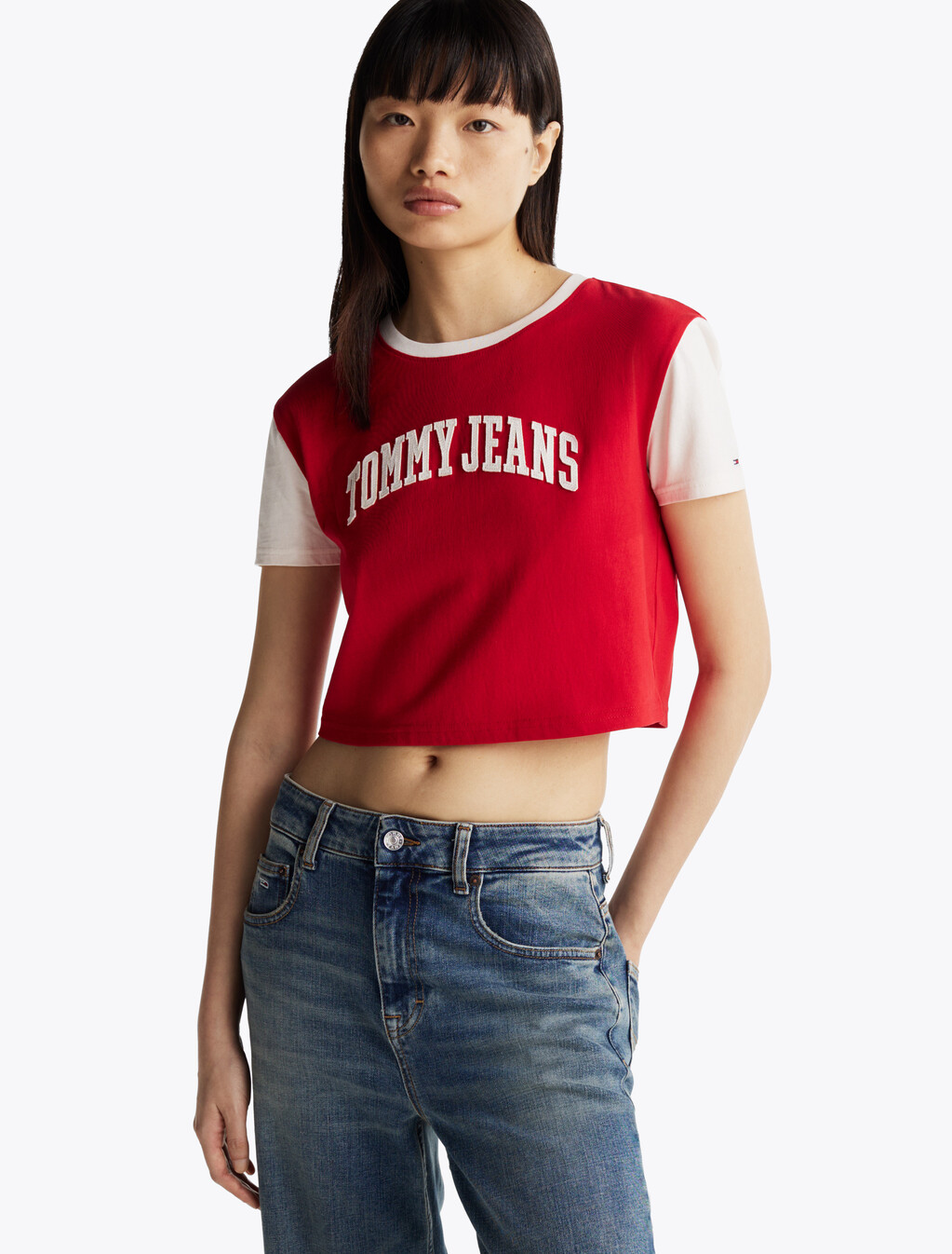 Varsity Logo Cropped T-Shirt, Red Hot, hi-res