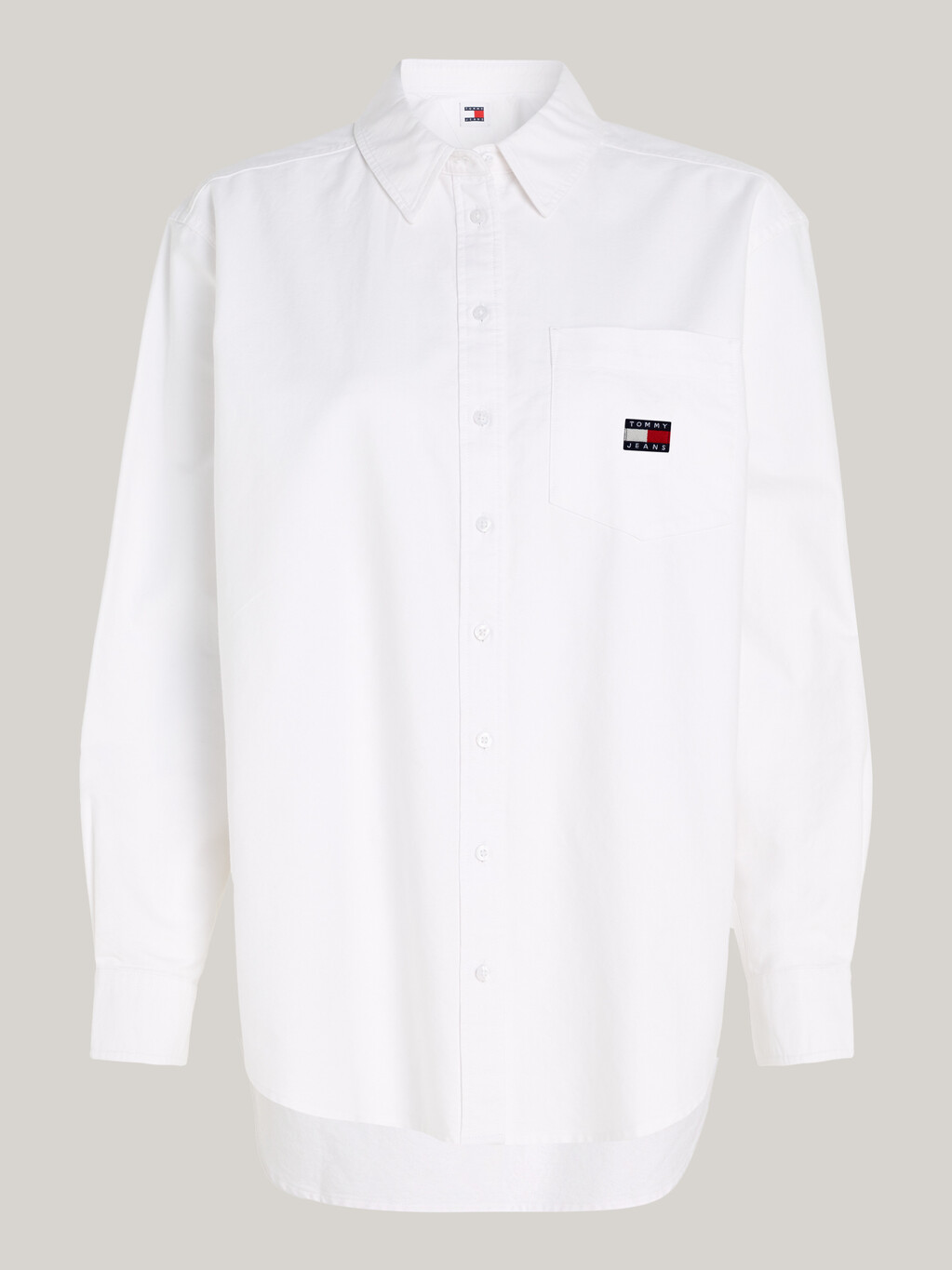 Badge Patch Pocket Boyfriend Oxford Shirt, White, hi-res