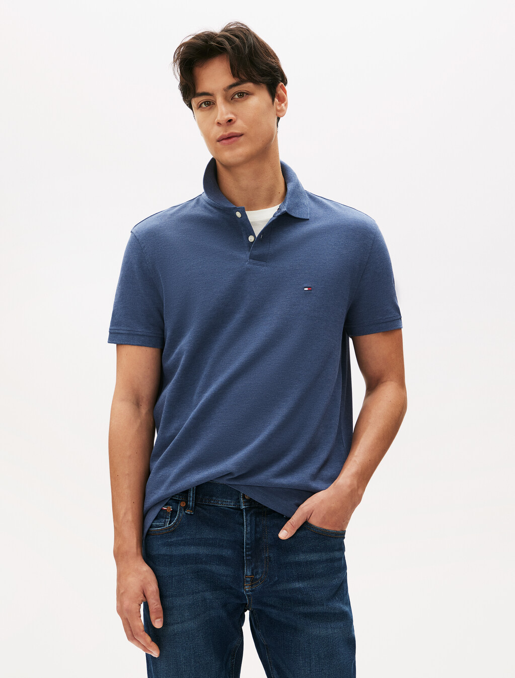 1985 標準版型 Polo 衫, Faded Indigo Heather, hi-res