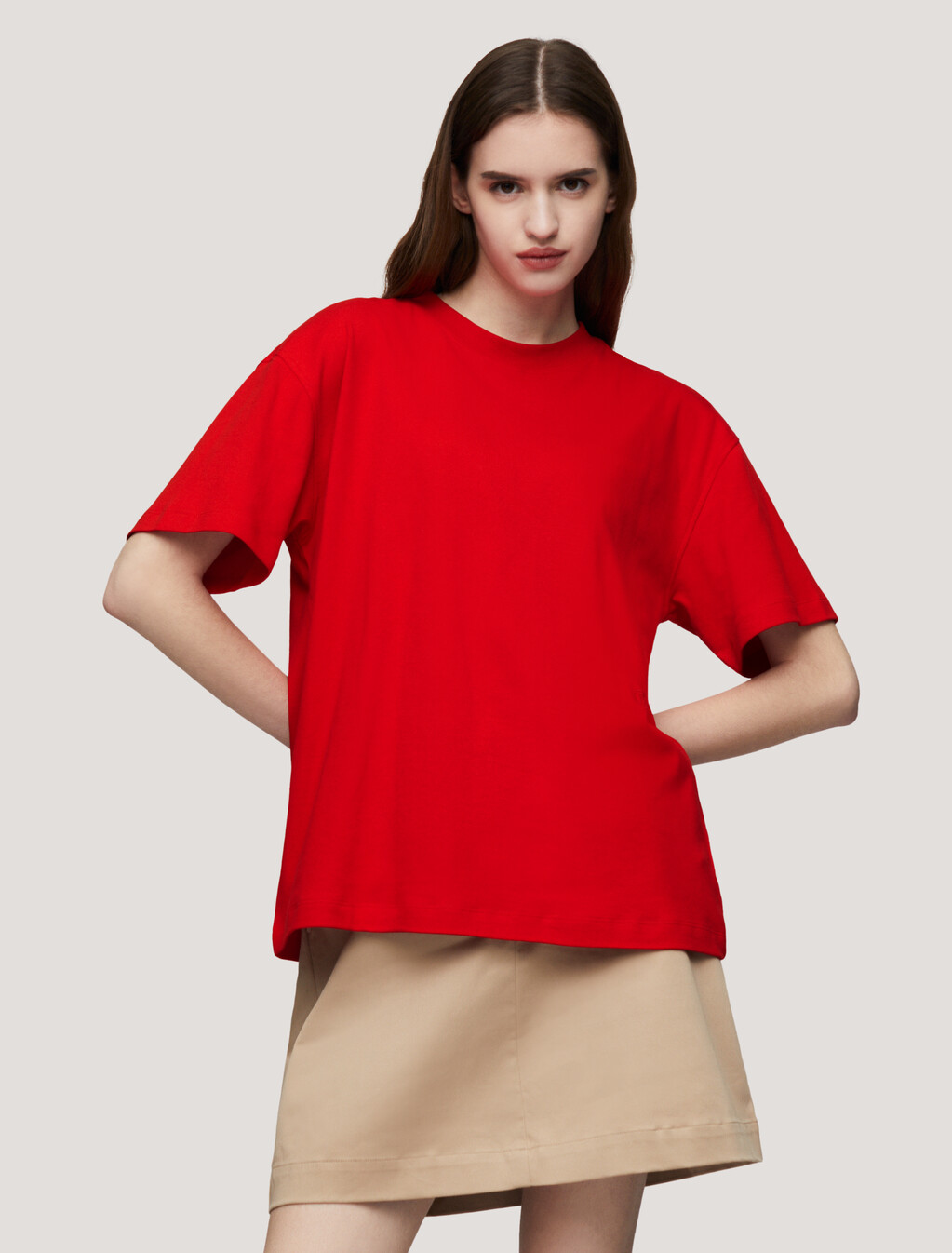 Metallic TH Monogram Stamp Relaxed T-Shirt, Fierce Red, hi-res
