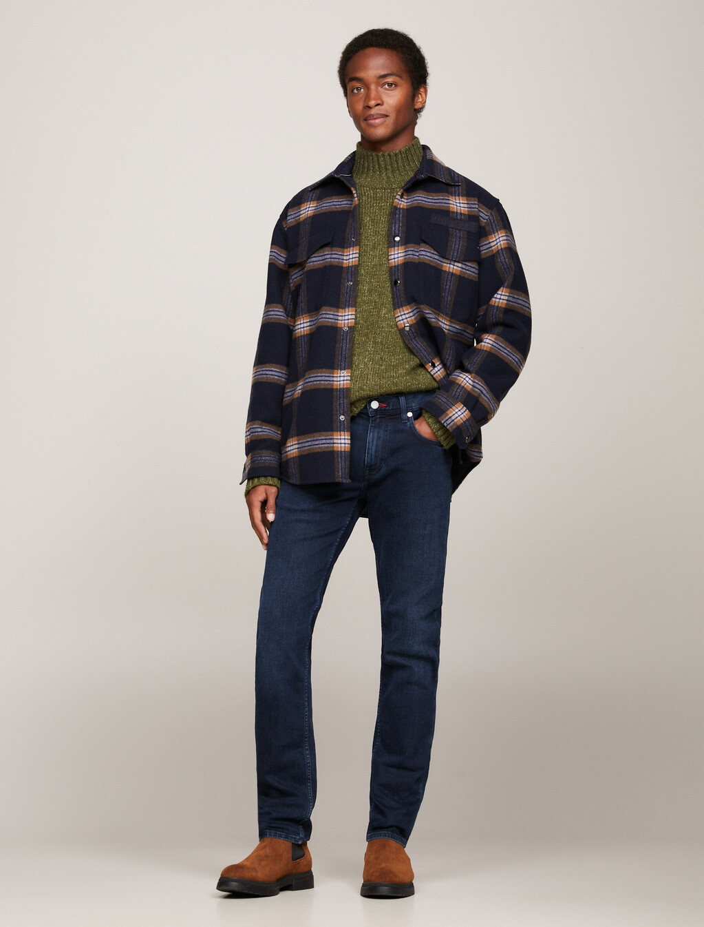 Denton Fitted Straight Jeans, Meek Blue Black, hi-res