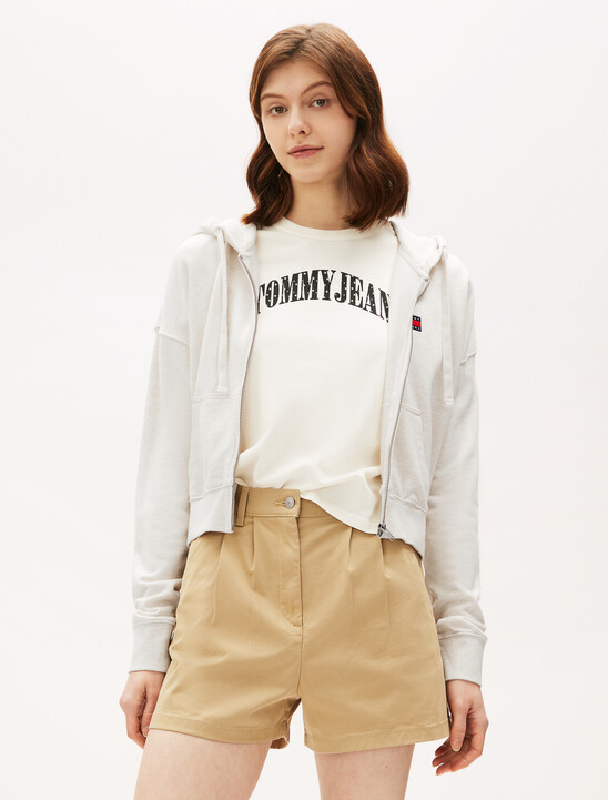 Boxy Cropped Zip Through Hoodie