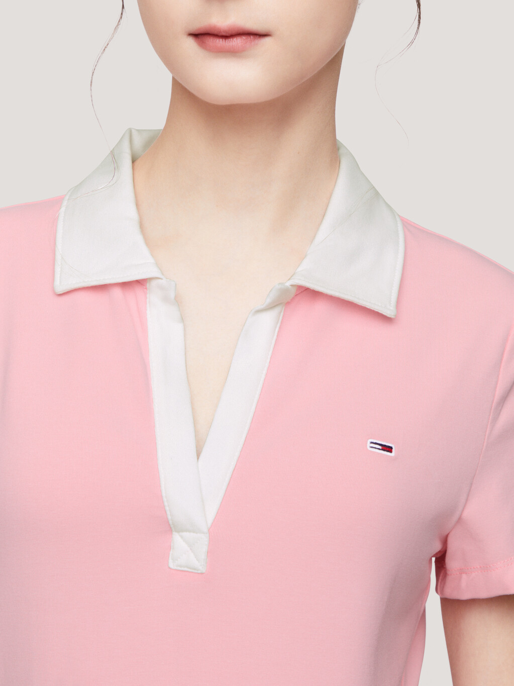 對比色開領 Polo 衫, Ballet Pink, hi-res