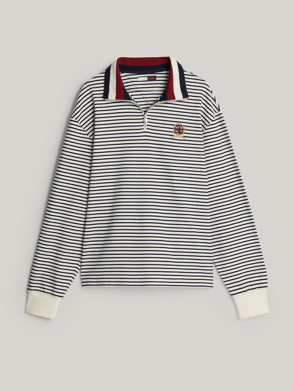 Crest Breton Stripe Half-Zip Sweatshirt, Ivory/Desert Sky, hi-res