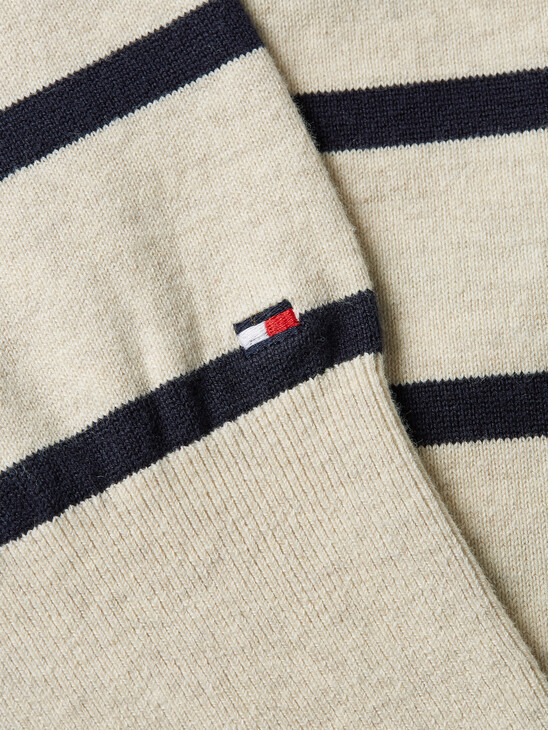 Soft Stripe Polo Sweater Midi Dress