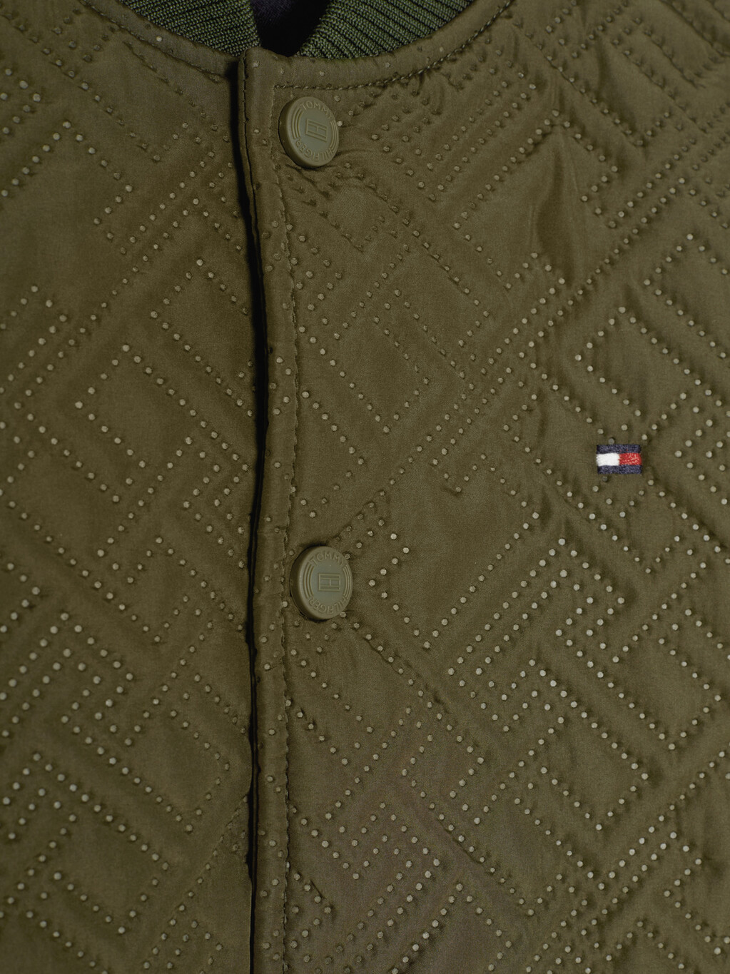 TH Monogram Quilted Bomber Jacket, Drab Olive Green, hi-res