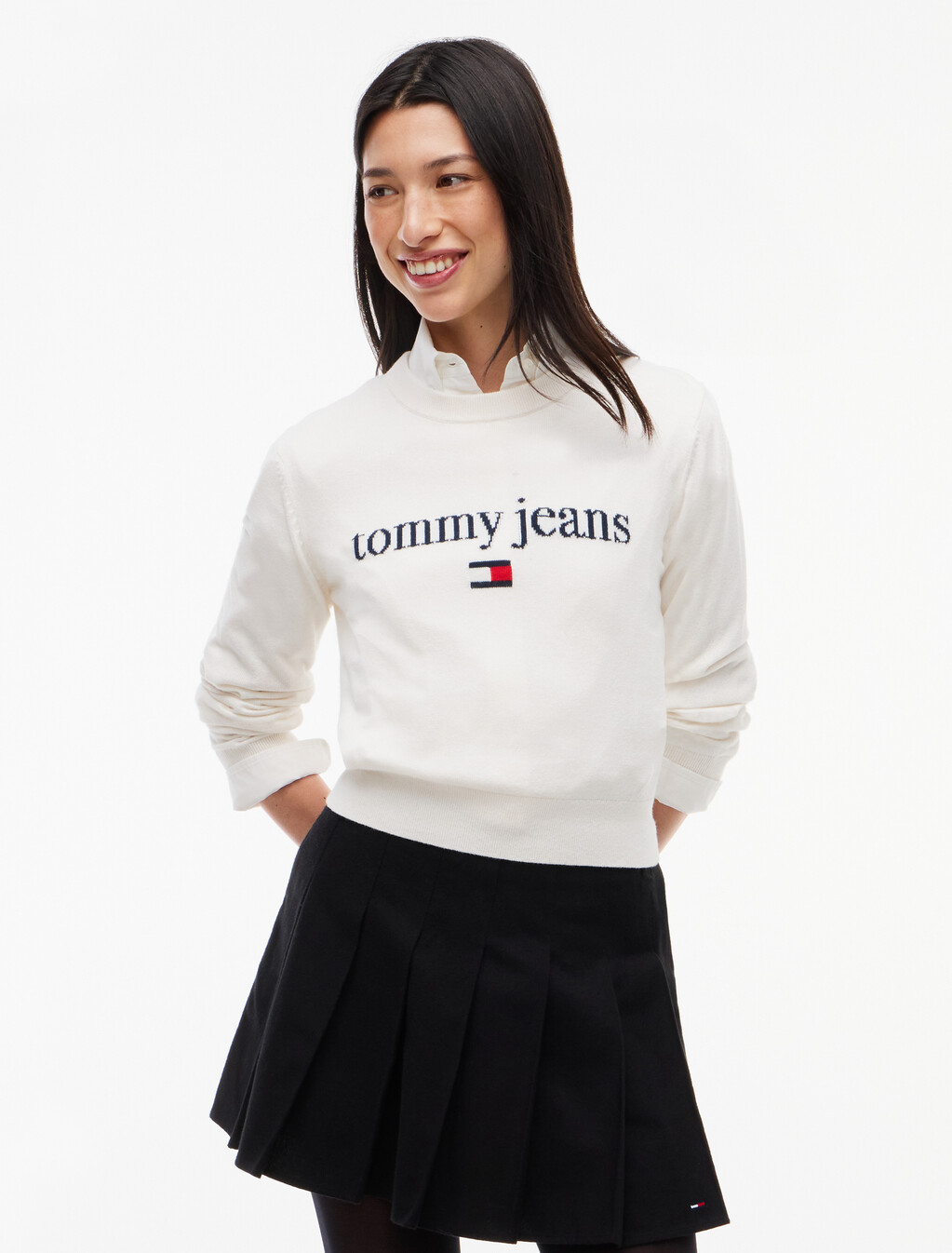 Serif Logo Jumper With Wool, Off White, hi-res