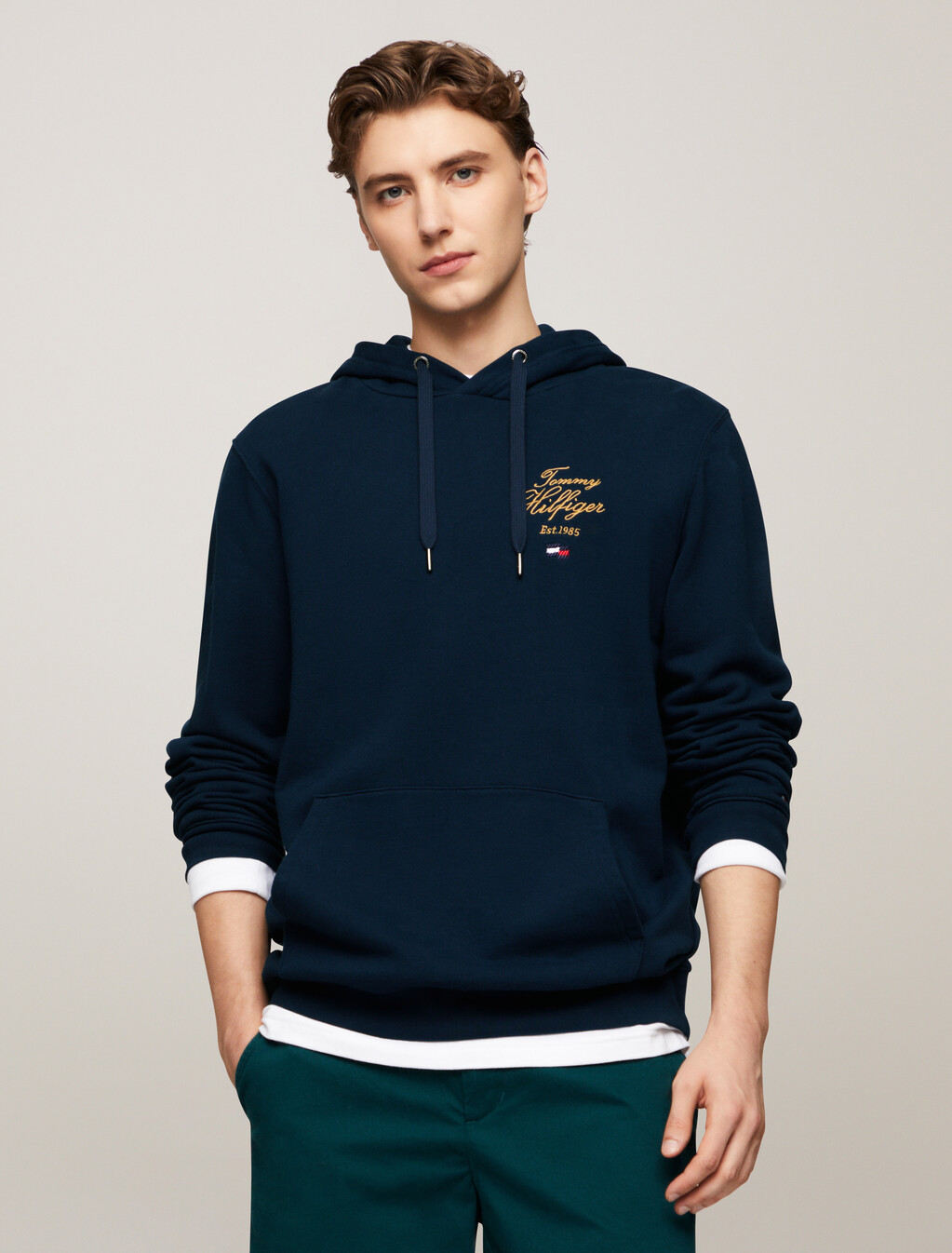 Script Logo Embroidery Hoodie, Night Sky, hi-res