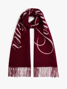 Pure Wool Logo Scarf, Deep Rouge, hi-res