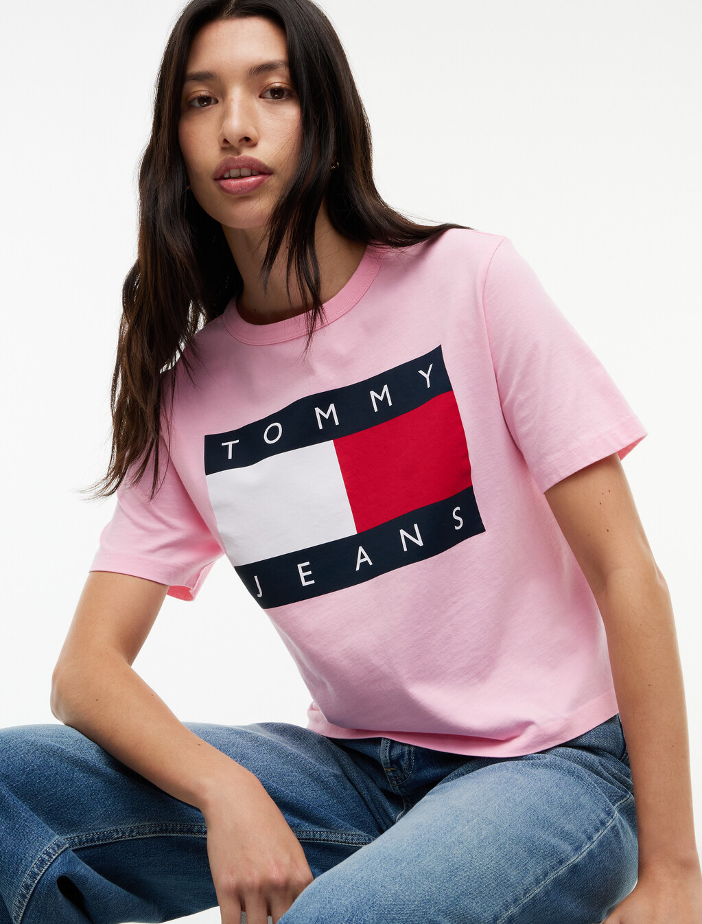 Flag Badge Boxy Jersey T-Shirt, Pink Sugar, hi-res