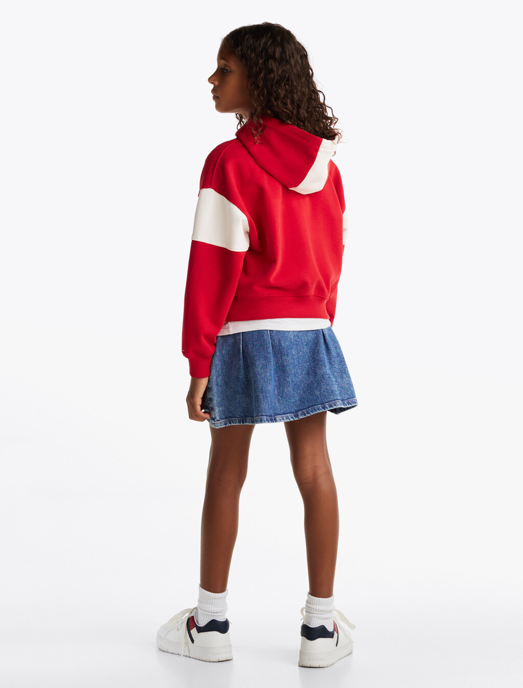 Colour-Blocked Varsity Hoody, Red Hot, hi-res