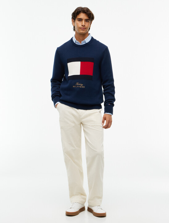 Intarsia Flag Crew Neck Jumper