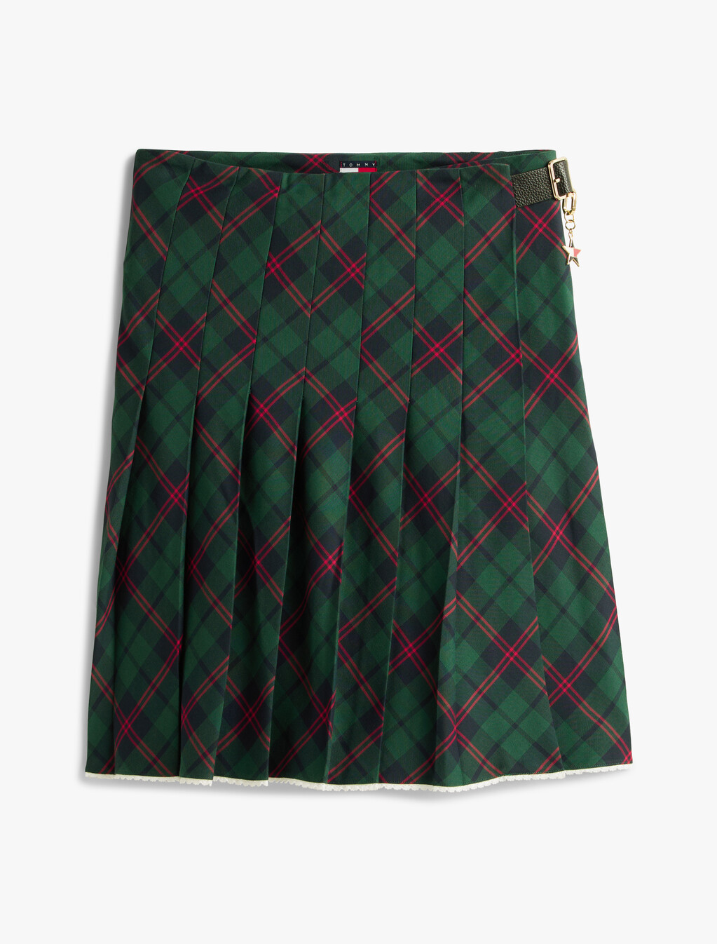 Tommy Girl Tartan Pleated Midi Skirt, Ornamental Green, hi-res