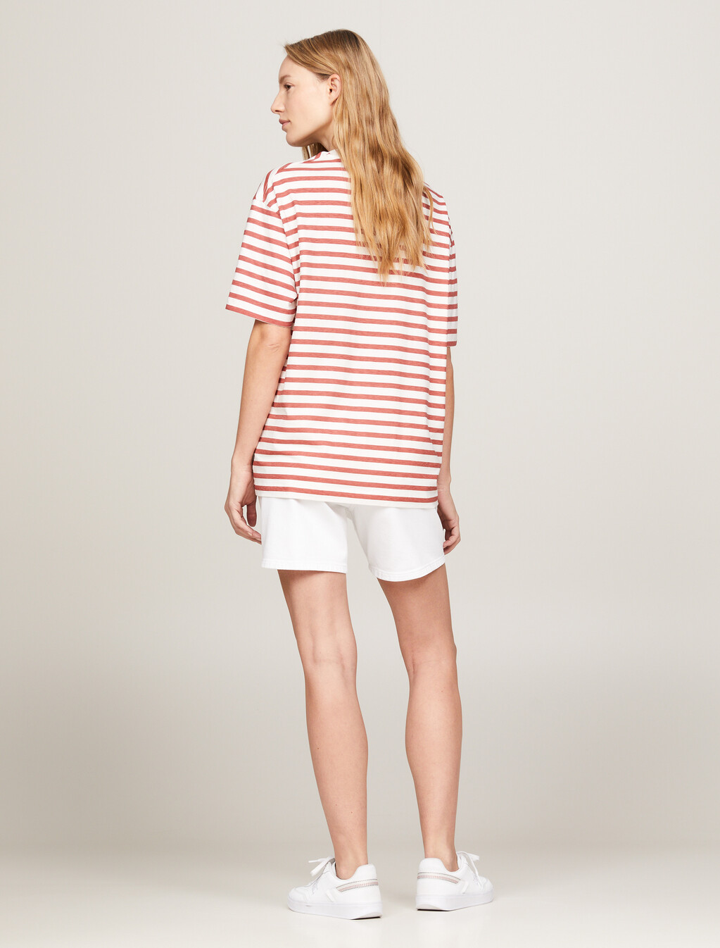 Stripe Relaxed Fit T-Shirt, Reg Stp Ancient White/ Terra Red, hi-res
