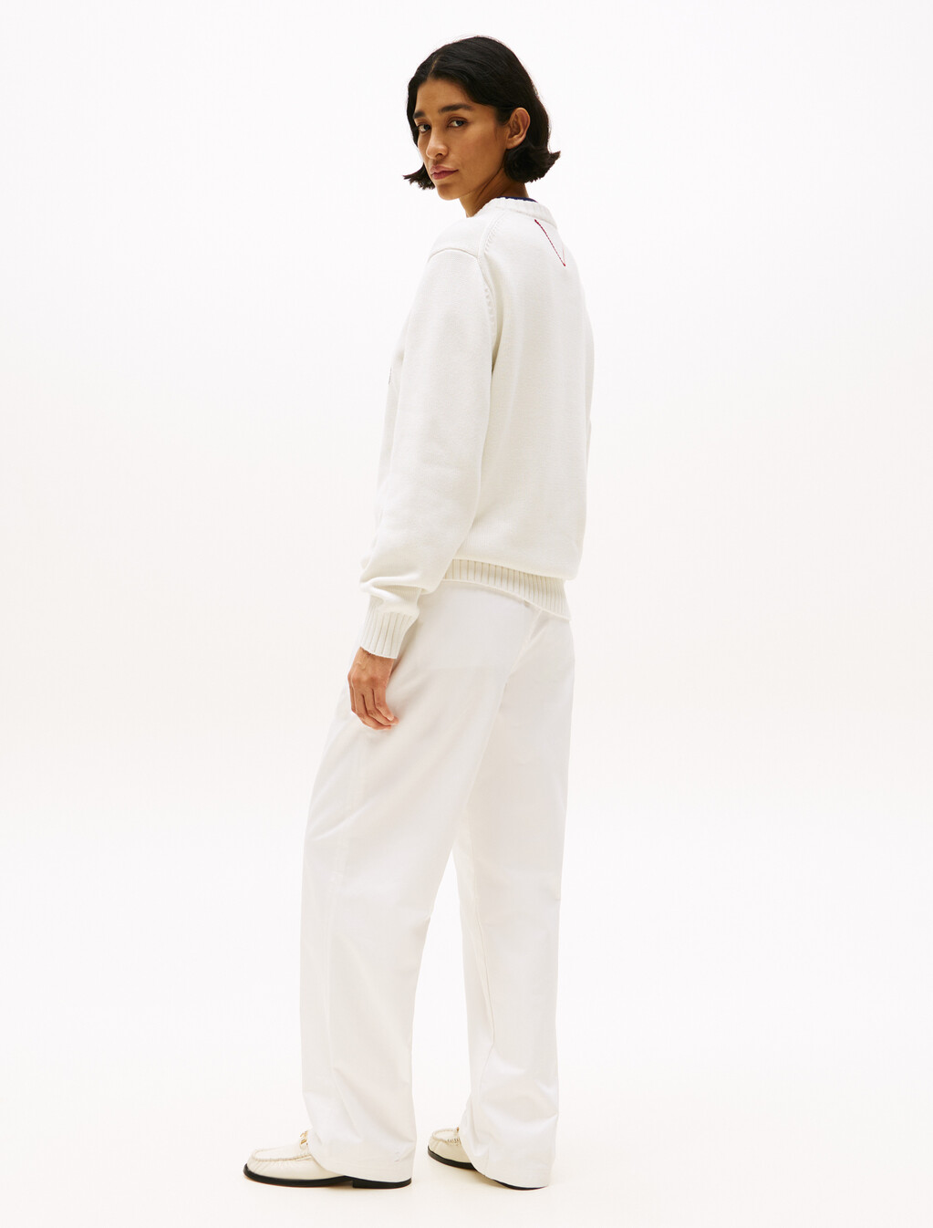 Hilfiger Sailing Rib-Knit Intarsia Logo Jumper, Ivory, hi-res