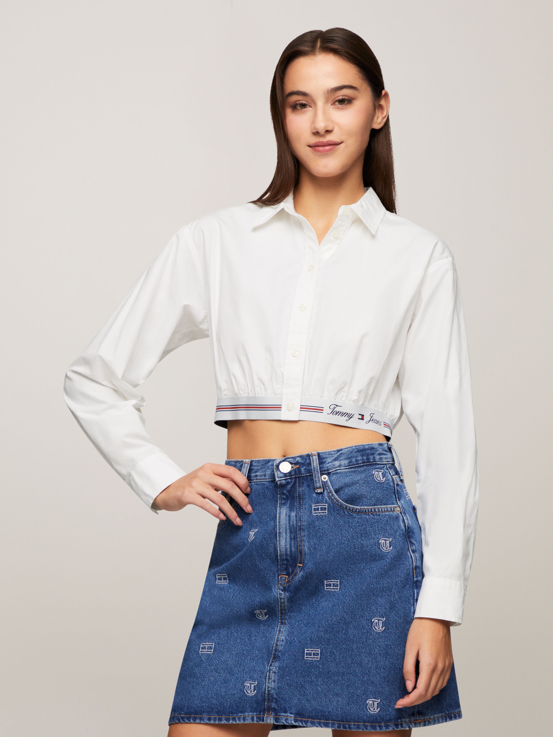 Tommy hilfiger cropped shirt on sale