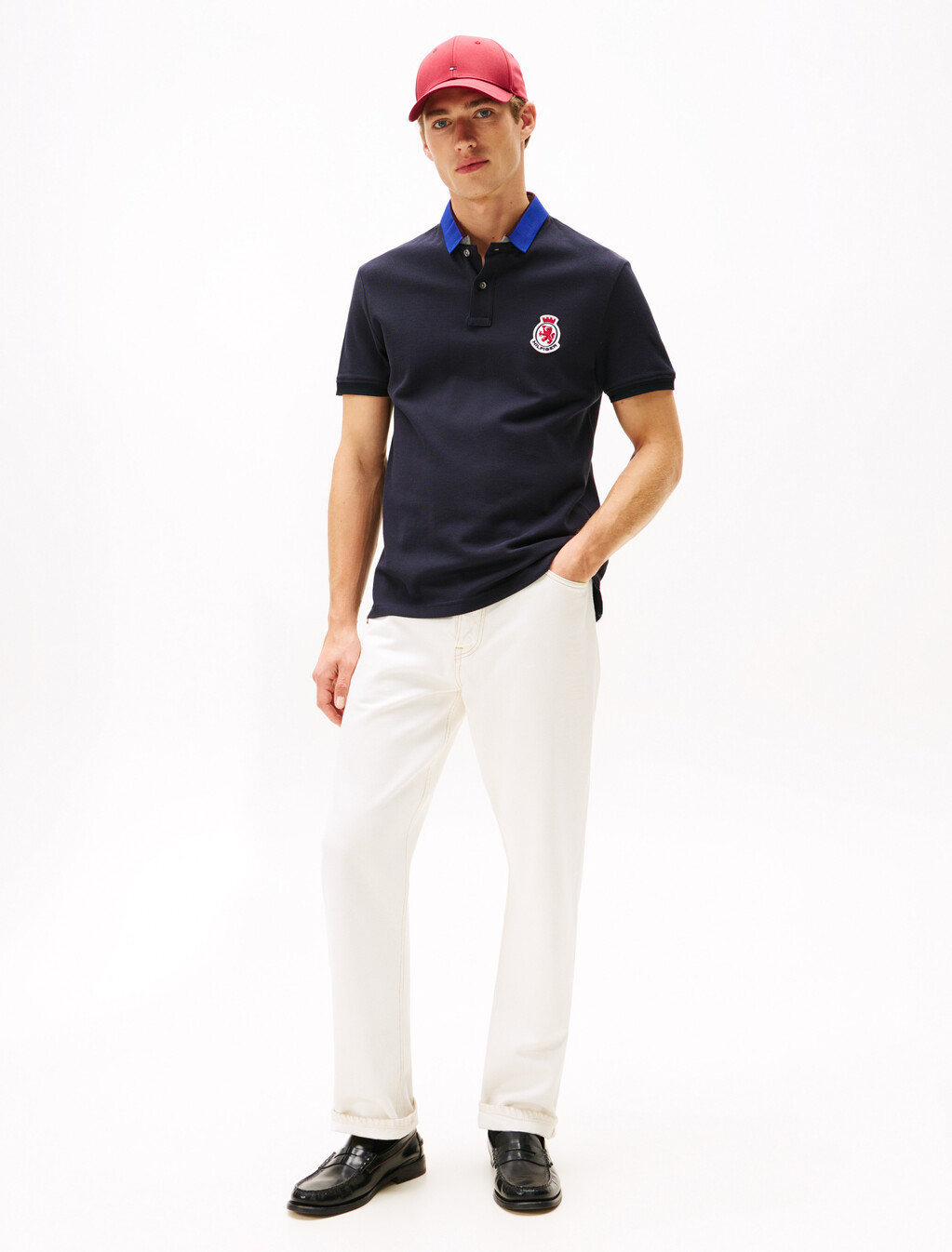 Regular Fit Herringbone Collar Pique Polo Shirt, Desert Sky, hi-res