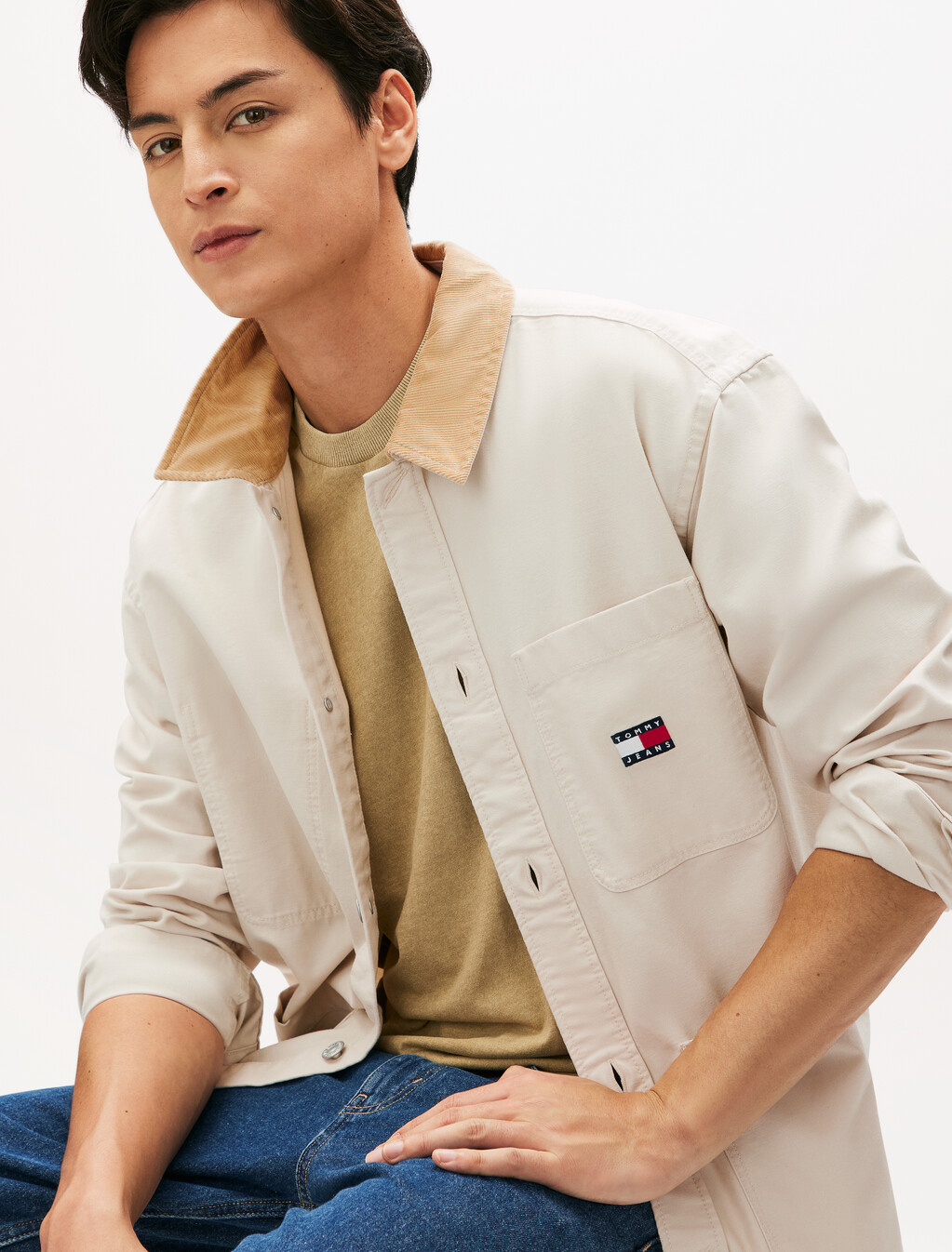 Canvas Corduroy Overshirt, Newsprint, hi-res