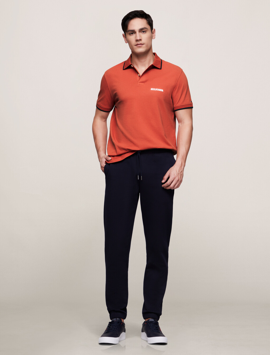 Monotype Graphic Tipped Regular Polo, Terra Red, hi-res