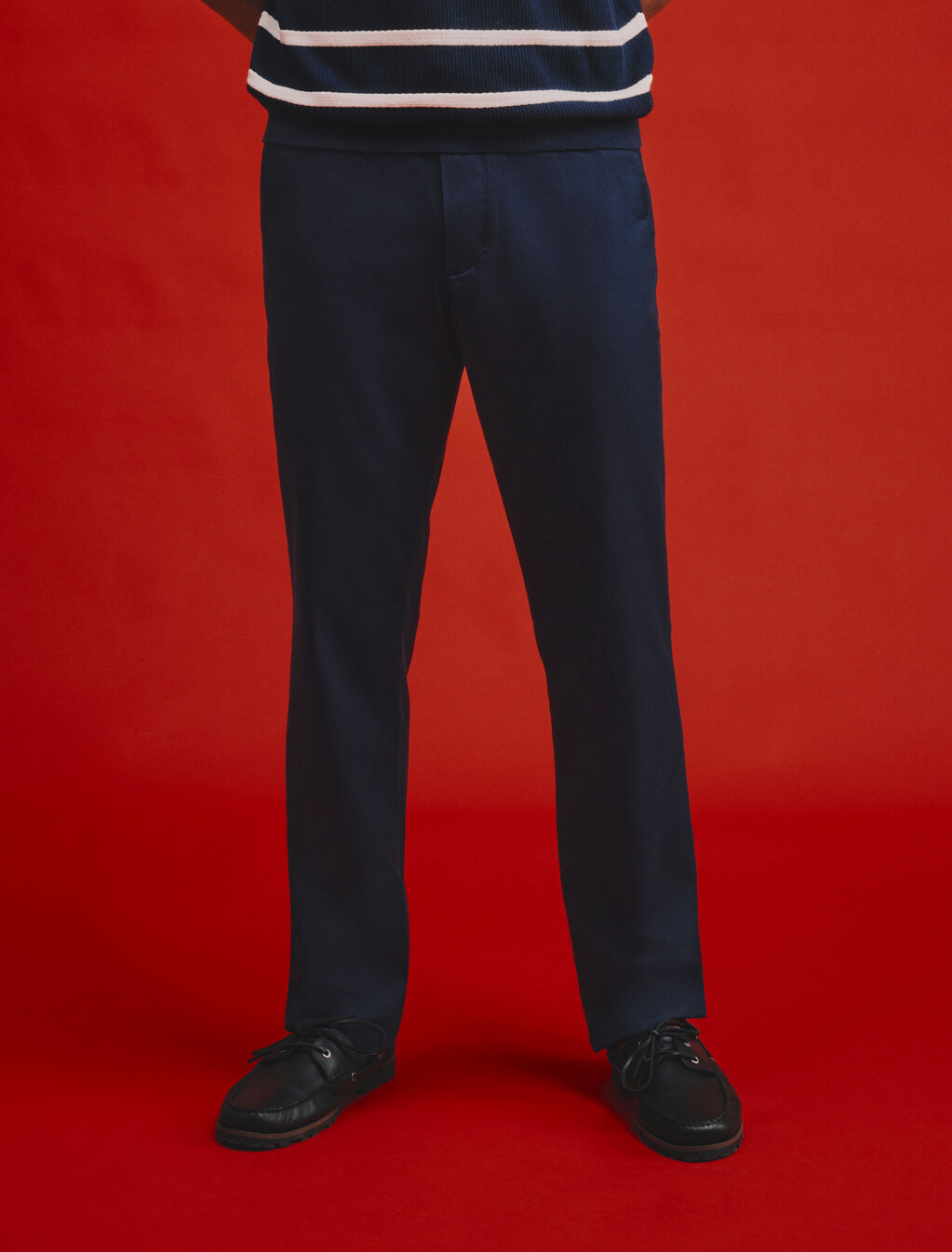 Dover Elasticated Regular Twill Chinos, Carbon Navy, hi-res
