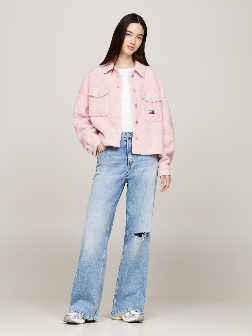 Teddy Badge Overshirt, Ballet Pink, hi-res