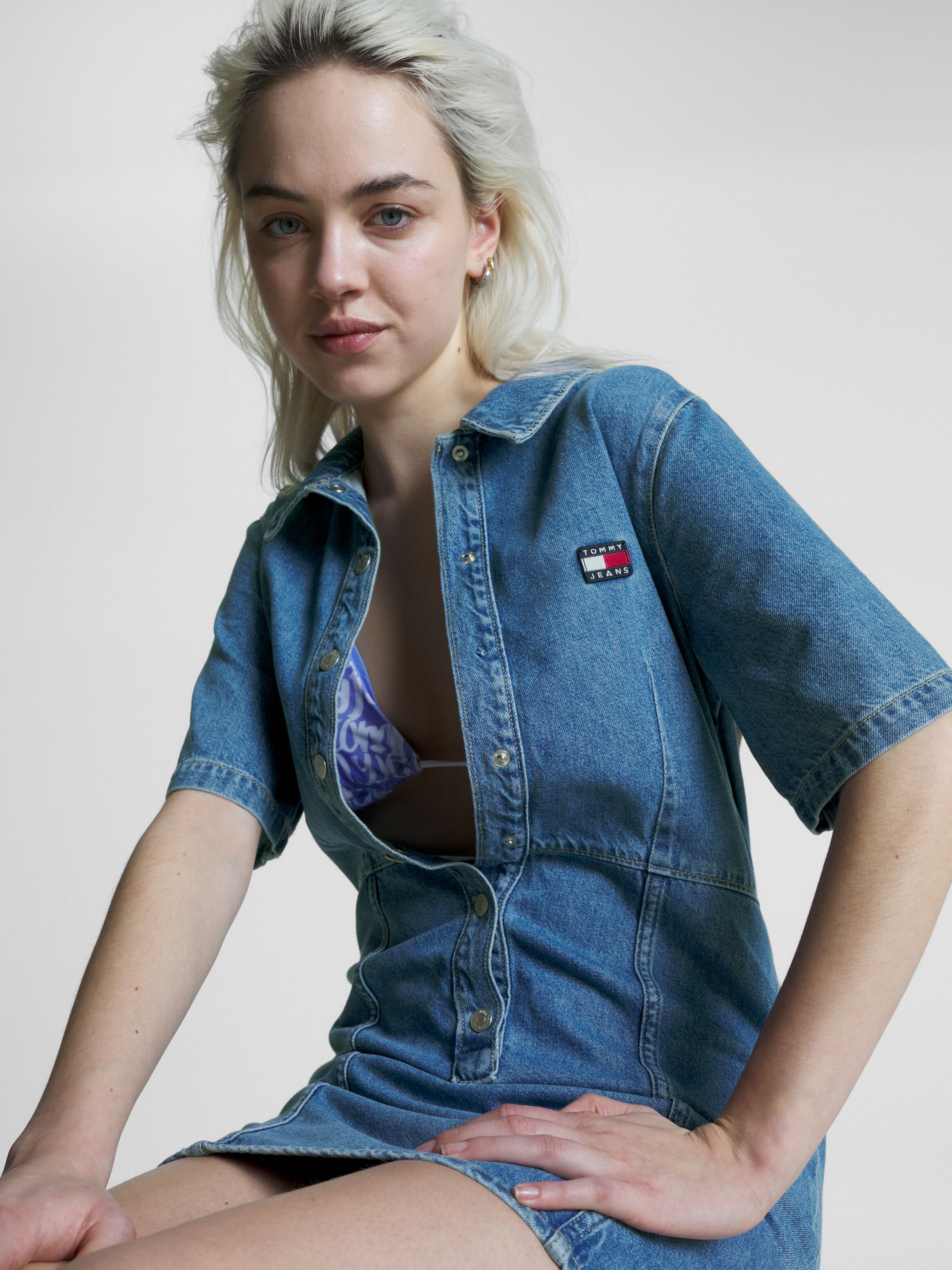 Slim Short Sleeve Denim Dress Tommy Hilfiger Hong Kong