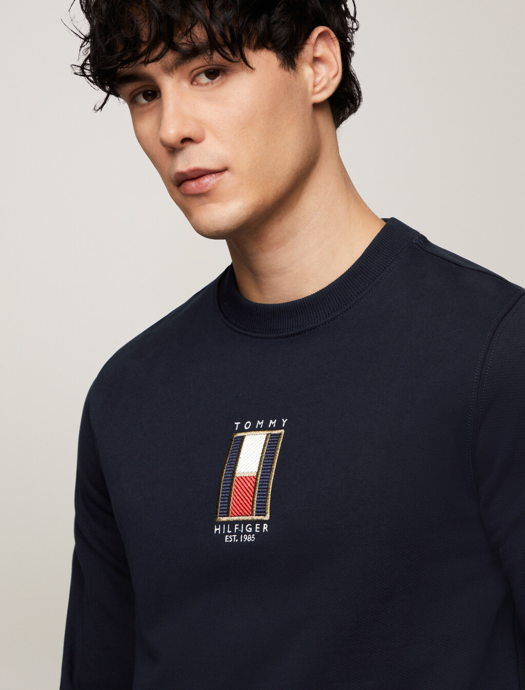 Vertical Flag Embroidery Sweatshirt, Desert Sky, hi-res
