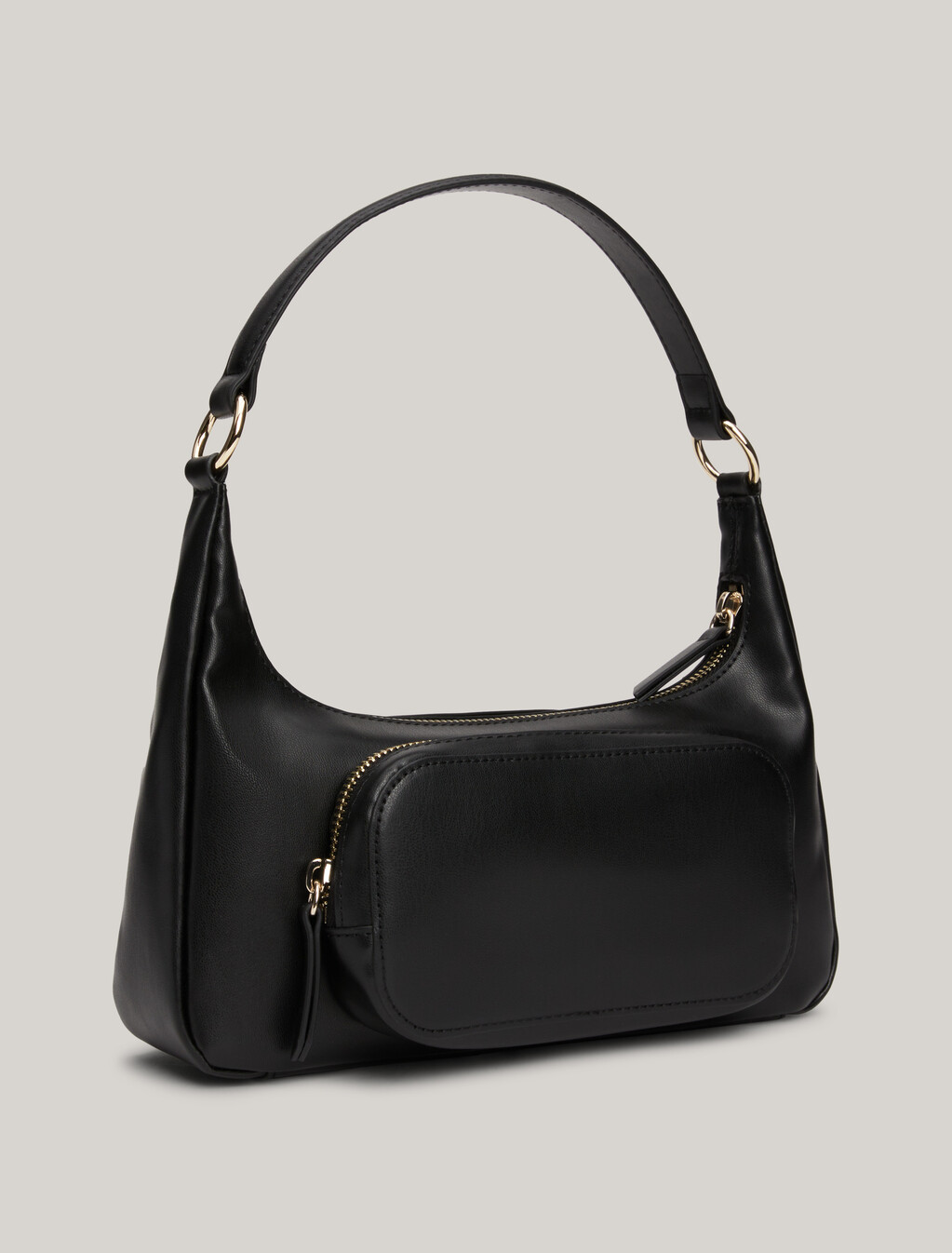 TH Monogram Soft Shoulder Bag, Black, hi-res