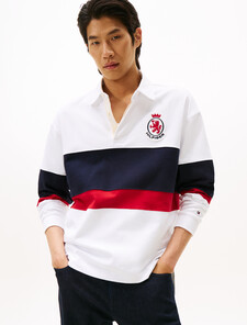 TH Crest Appliqué Relaxed Rugby Shirt, White, hi-res