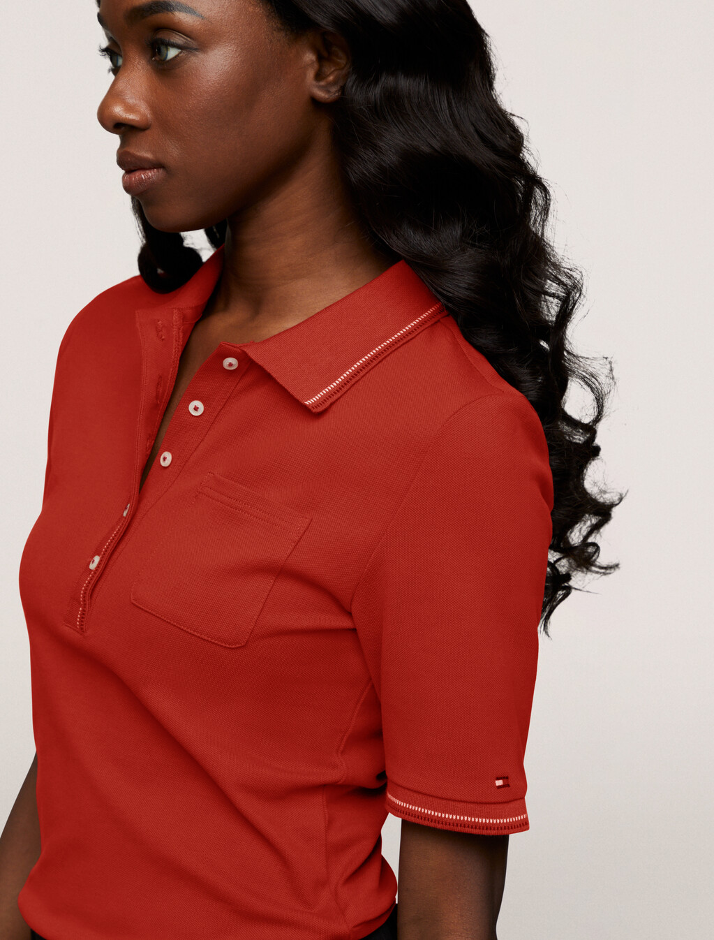 Tipped Slim Fit Patch Pocket Polo, Dark Magma, hi-res