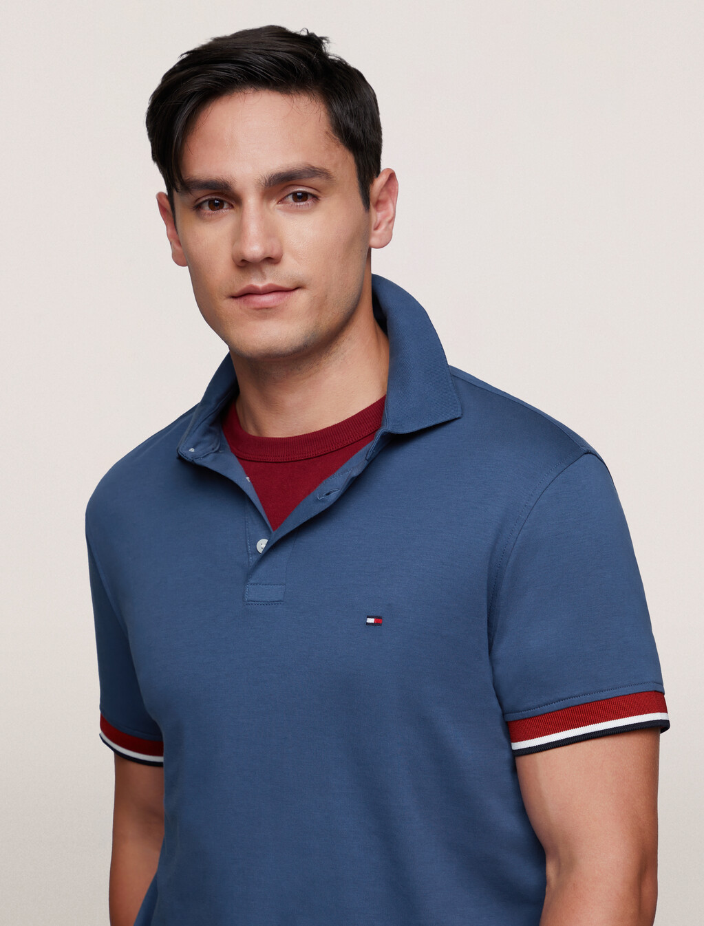 Interlock Sleeve Detail Polo, Aegean Sea, hi-res