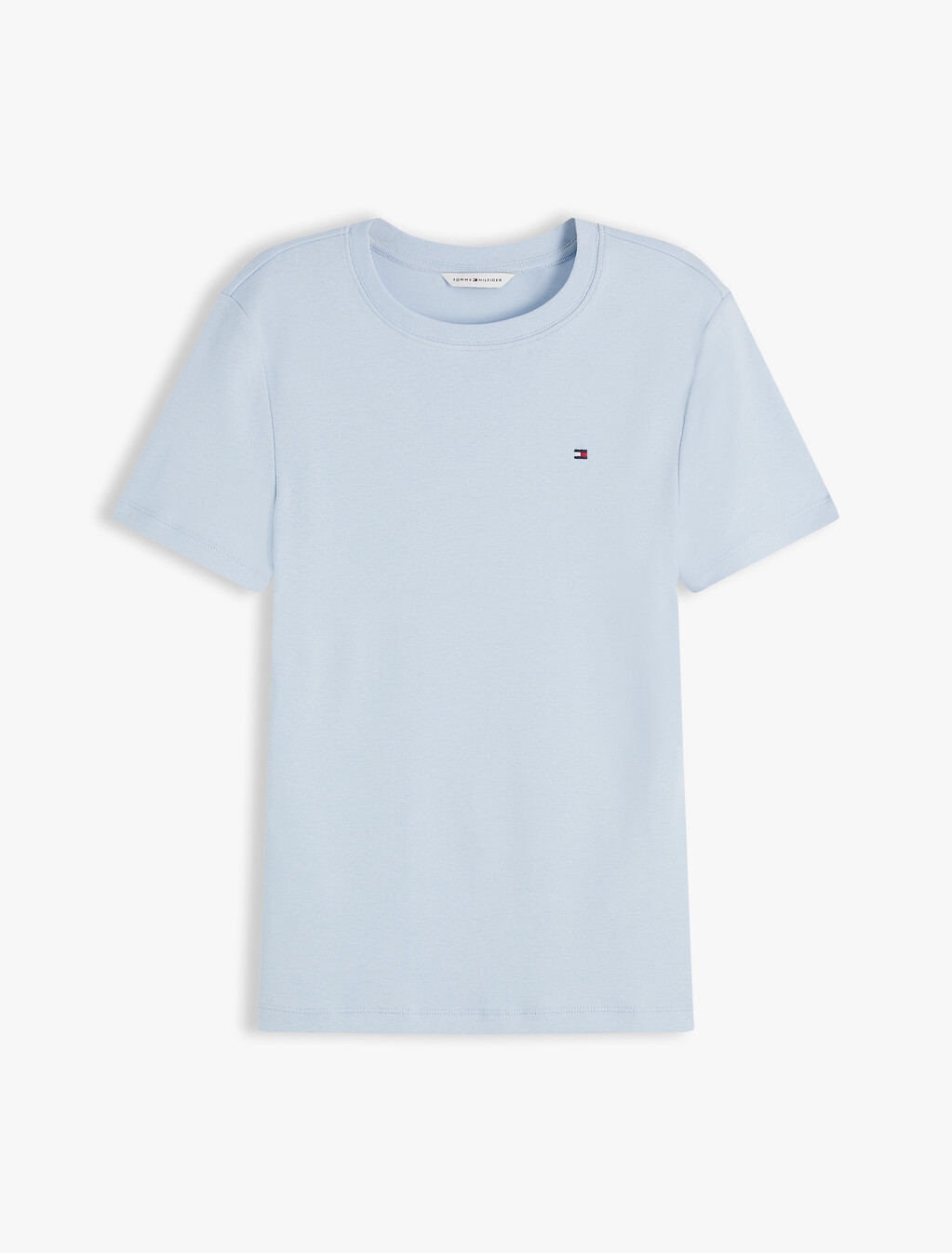 Flag Embroidery Ribbed Slim T-Shirt, Breezy Blue, hi-res
