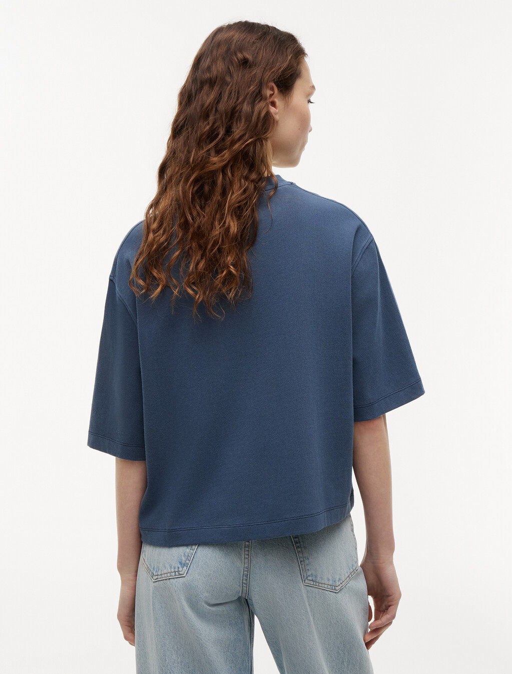 Crest Embroidery Relaxed Washed Jersey T-Shirt, Dark Night Navy, hi-res