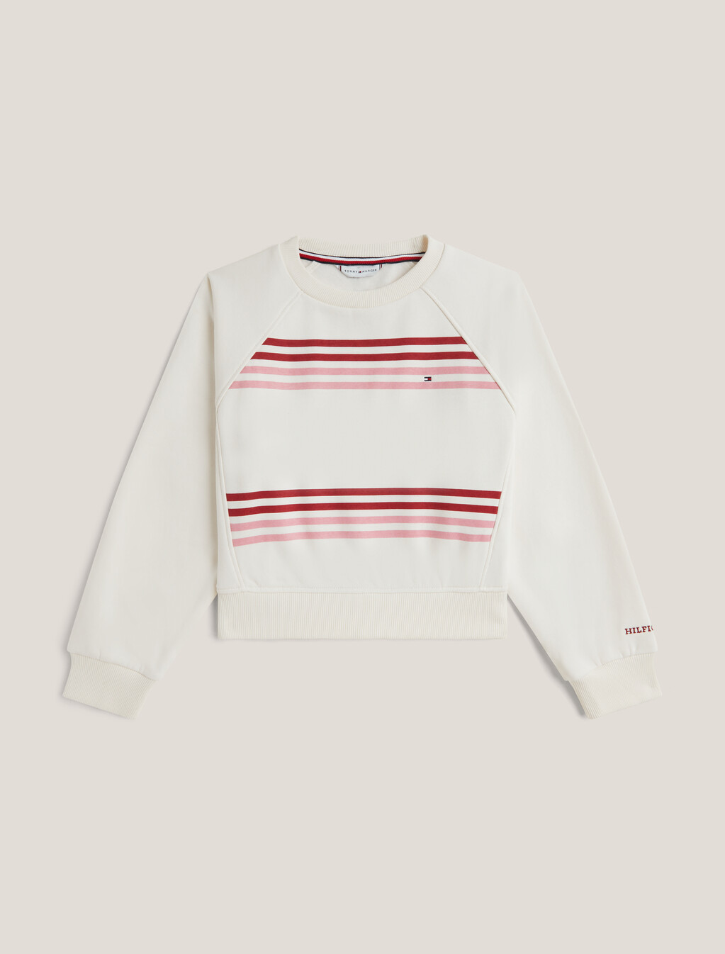 Girls Monotype Stripe Sweatshirt, Ancient White, hi-res