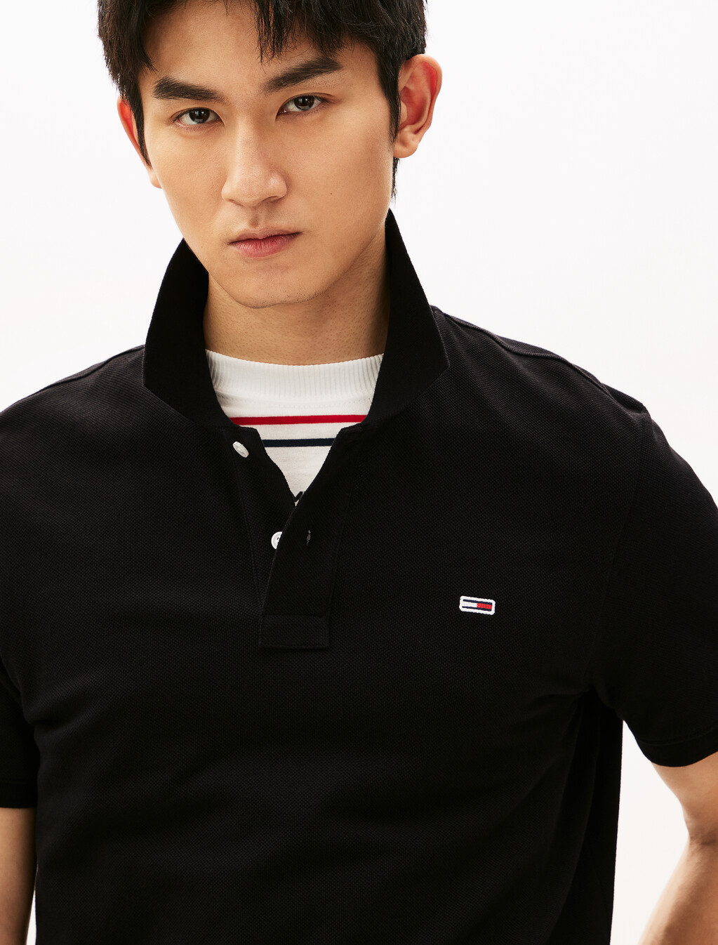 休閒涼感基本款 Polo 衫, Black, hi-res