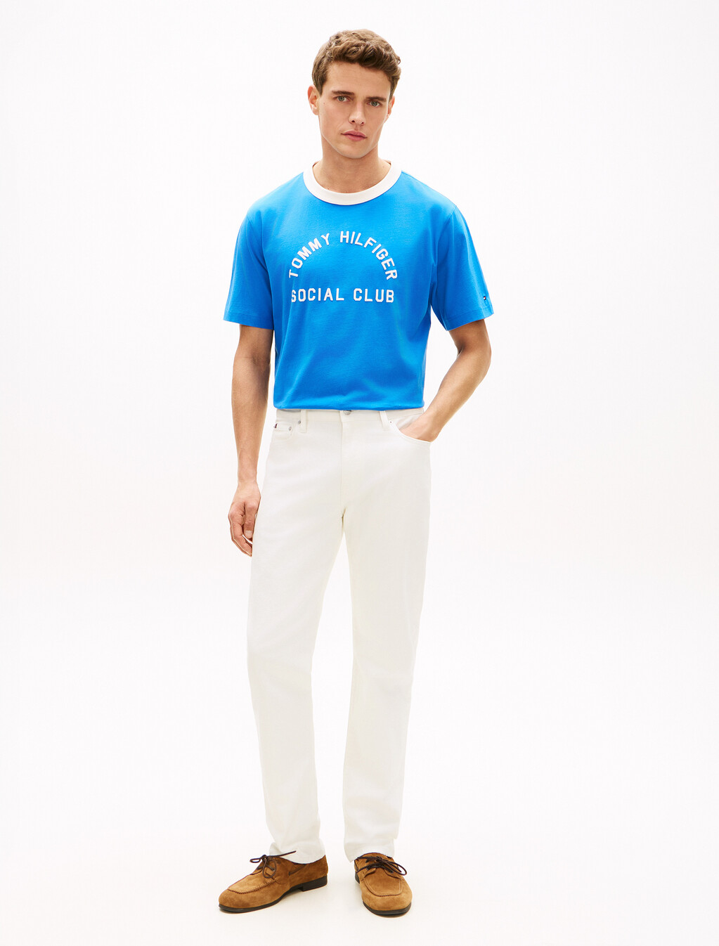 Contrast Crew Neck Relaxed Jersey T-Shirt, Blue Orbit, hi-res