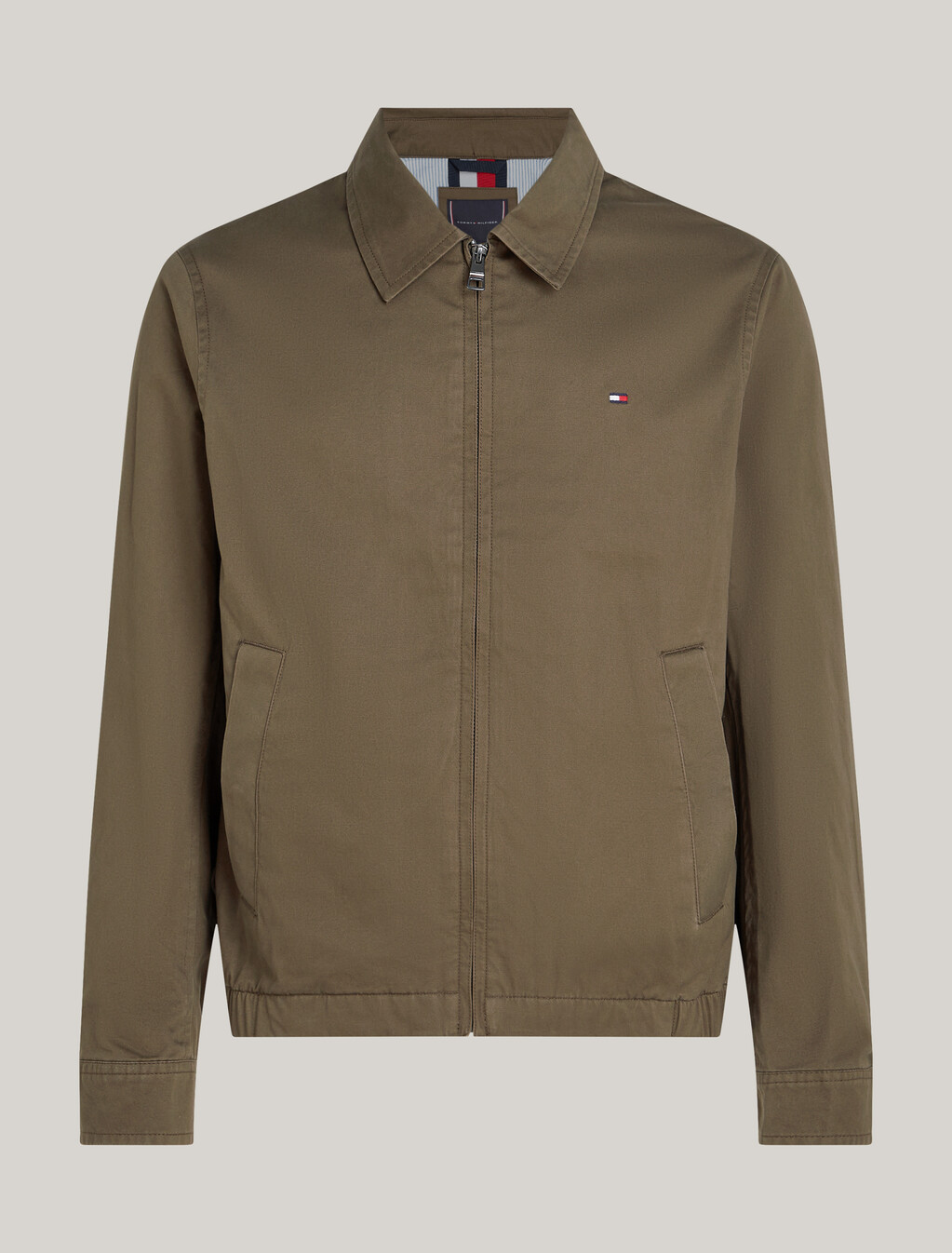 Flag Embroidery Cotton Ivy Jacket, Army Green, hi-res
