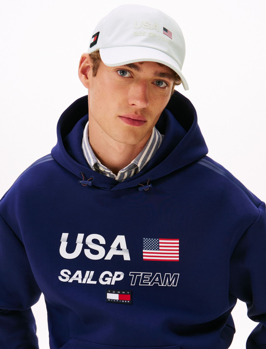 Tommy x U.S. Sail GP Team Logo Baseball Cap, White, hi-res