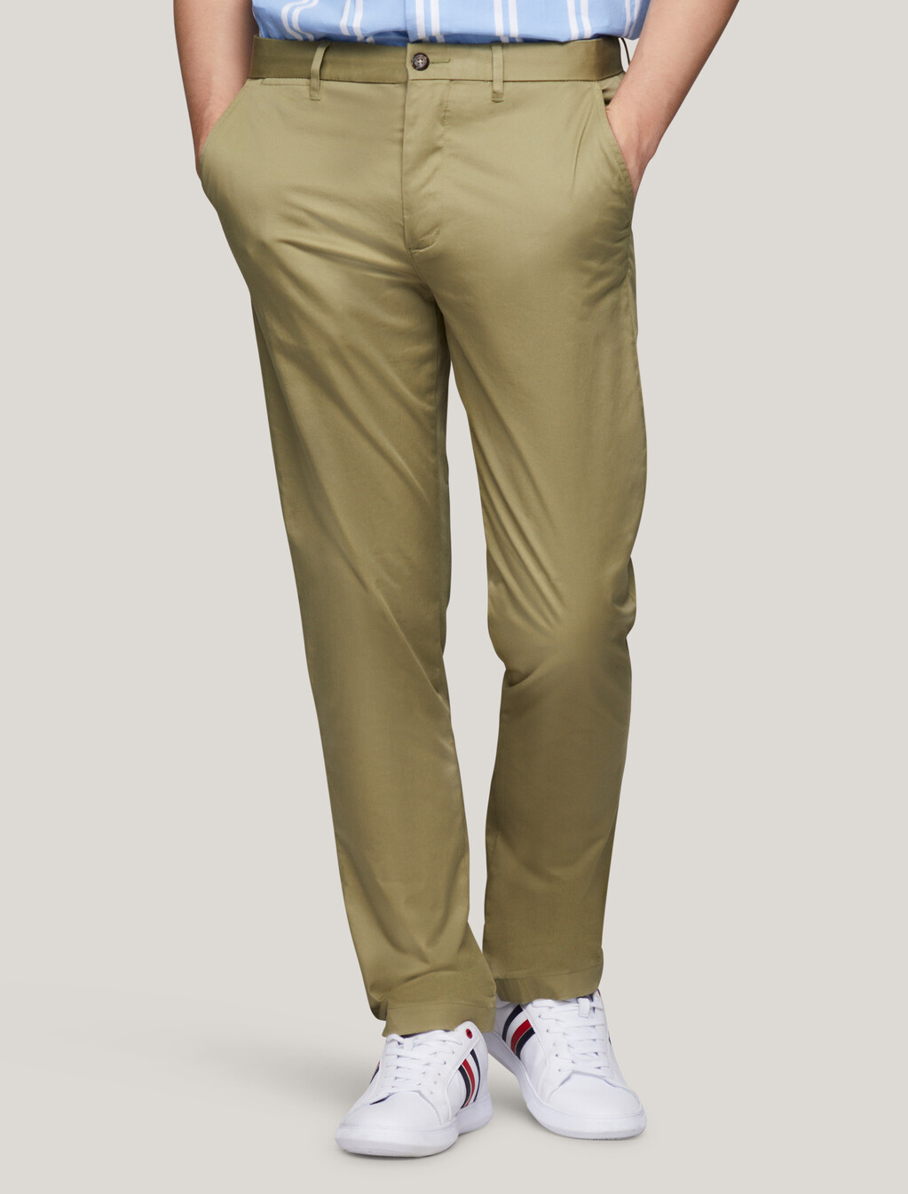 Denton Chino Straight Fit Stretch Pants, Faded Olive, hi-res