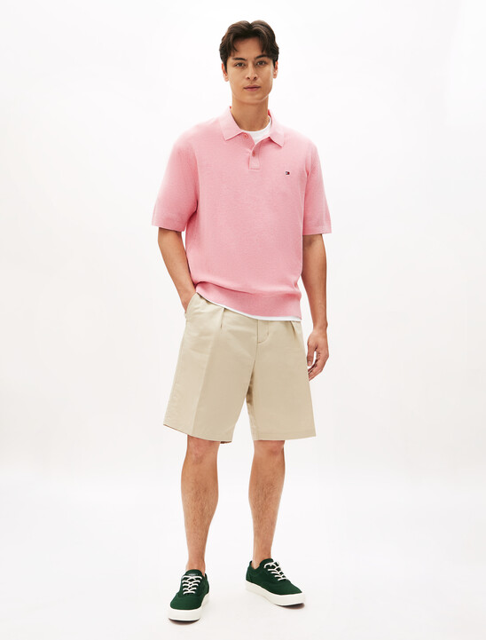 Rice Corn Short Sleeve Polo, Pink Shade Heather Rice Corn Short Sleeve Polo
