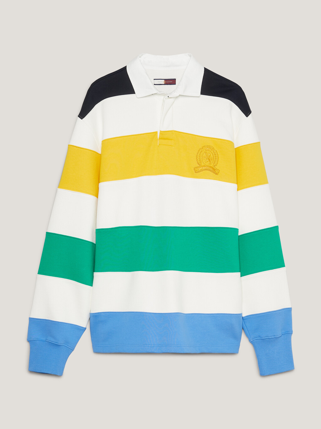 Crest Stripe Boxy Fit Rugby Polo, Multi, hi-res
