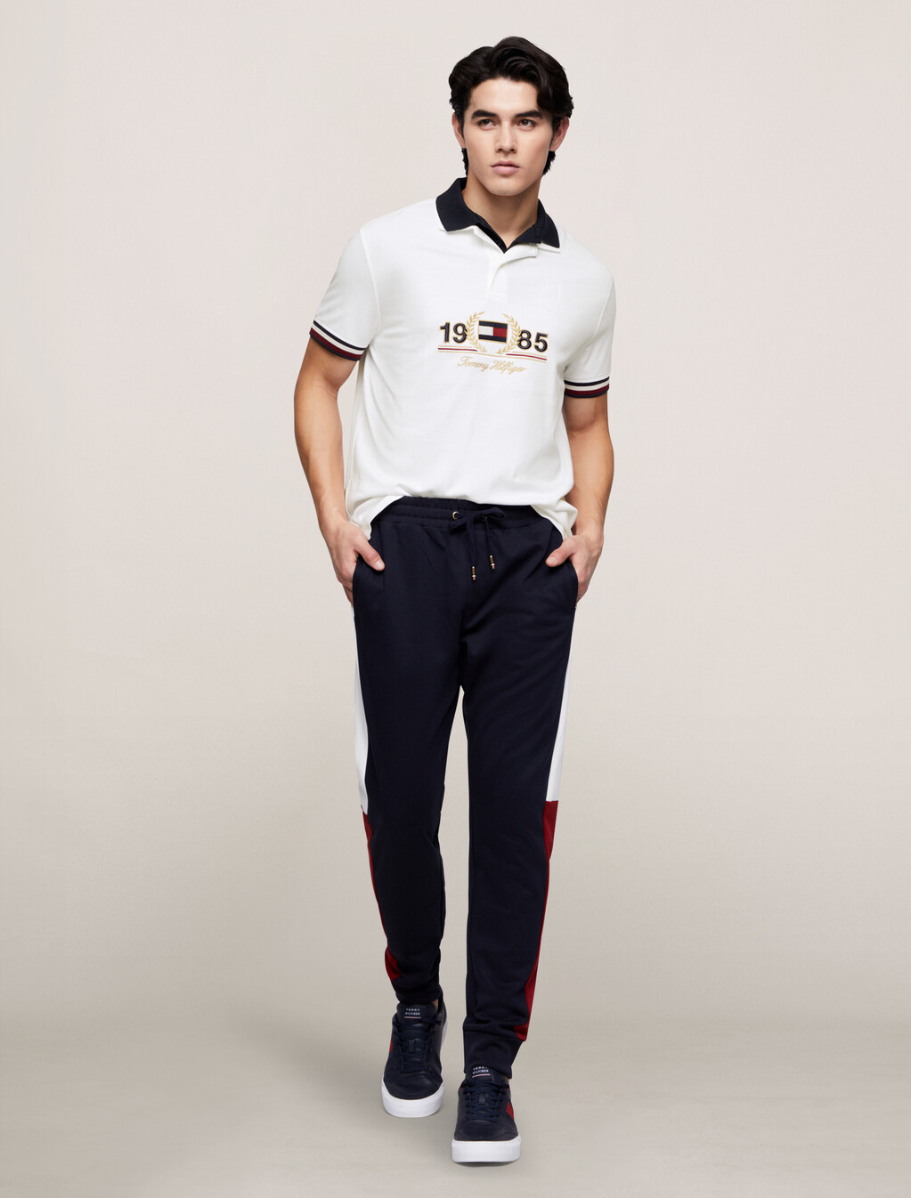 Contrast Collar 1985 Crest Polo, White, hi-res