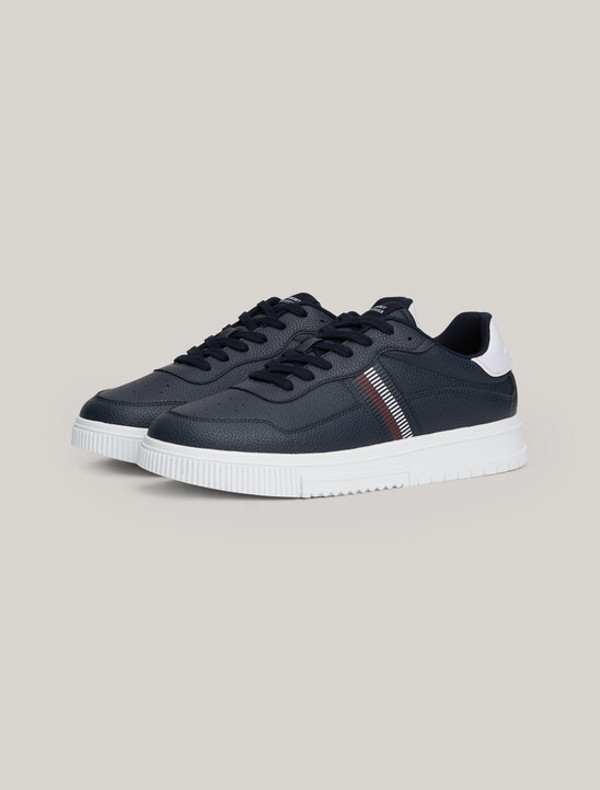 Signature Tape Textured Leather Trainers